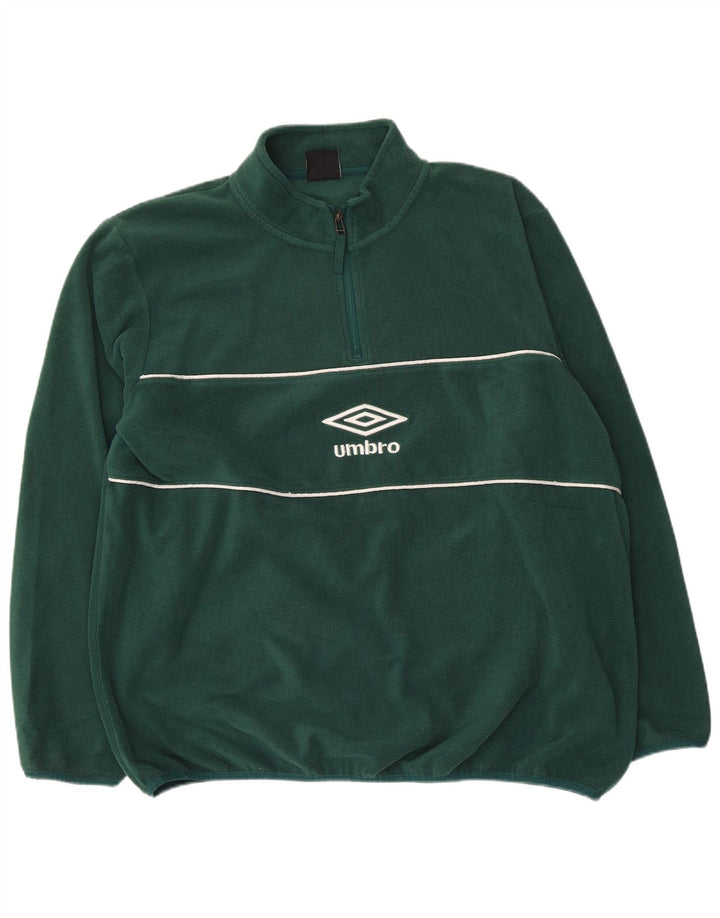 Umbro Mens Zip Neck Fleece Jumper 2XL Green Polyester