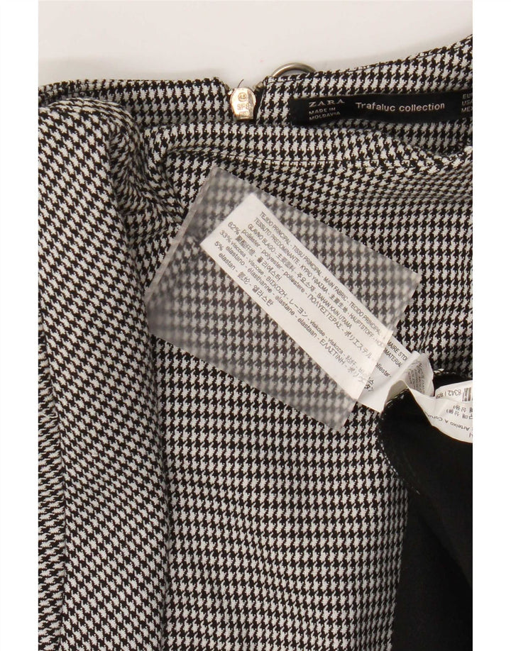 Zara Womens Trafaluc Basic Dress UK 10 Small Black Houndstooth Polyester