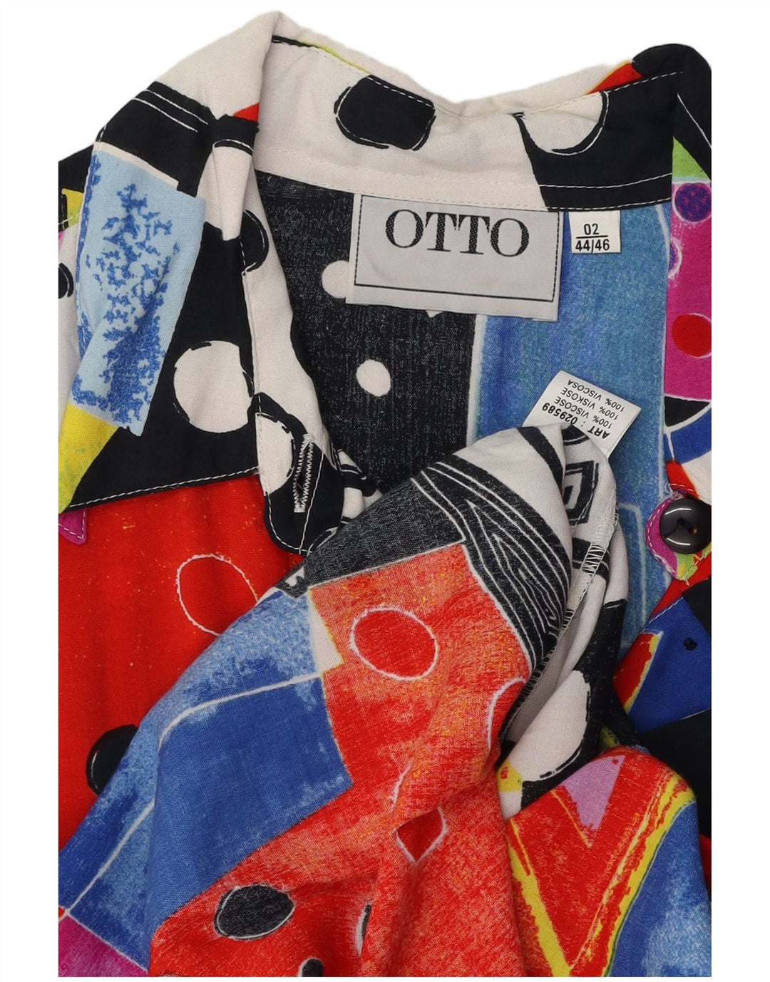 VINTAGE Womens Shirt Blouse EU 44/46 XL Multicoloured Patchwork Viscose