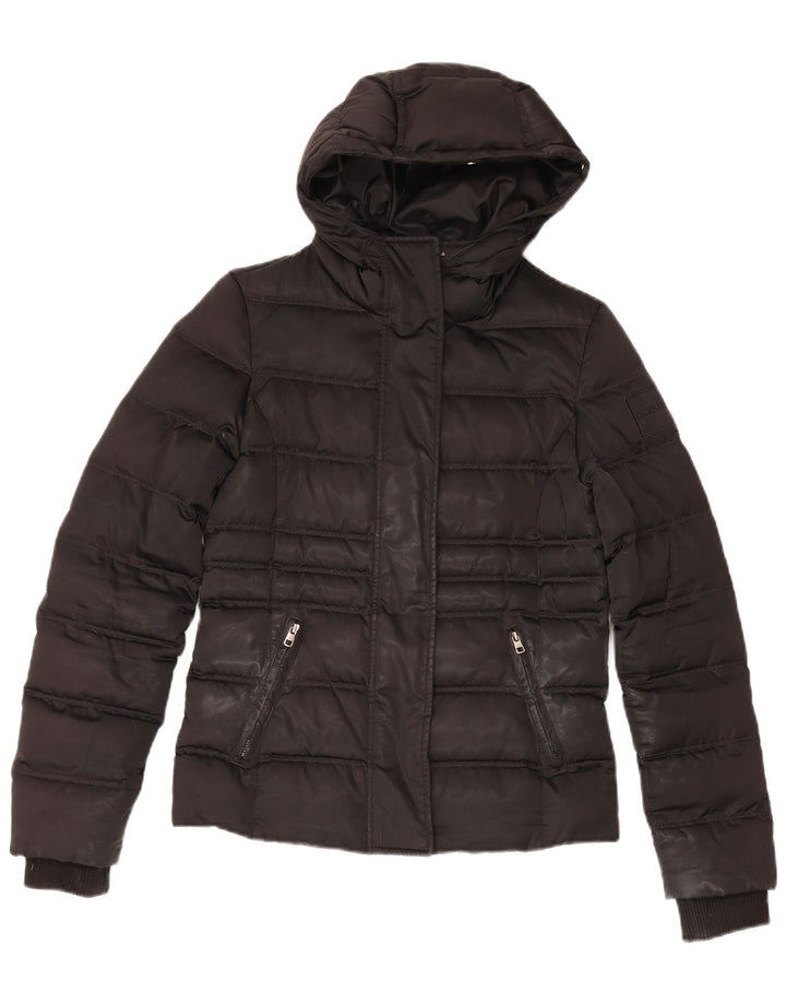 Calvin Klein Jeans Womens Hooded Padded Jacket UK 10 Small Black Polyester