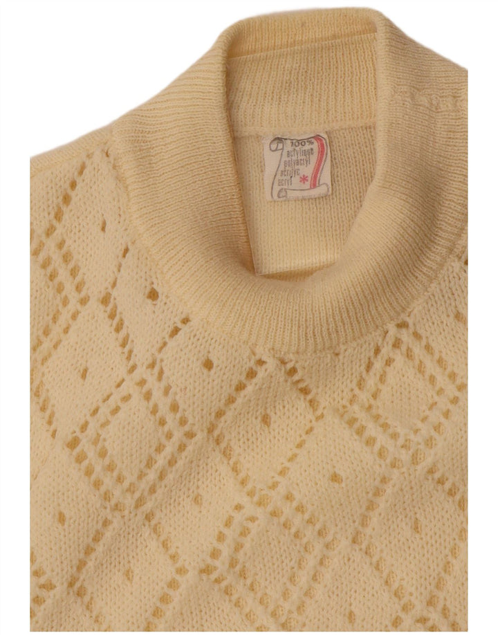 VINTAGE Womens Turtle Neck Jumper Sweater UK 10 Small Off White