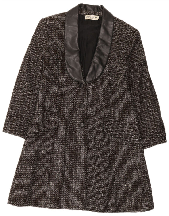 Pierre Cardin Womens Overcoat UK 10 Small Black Flecked