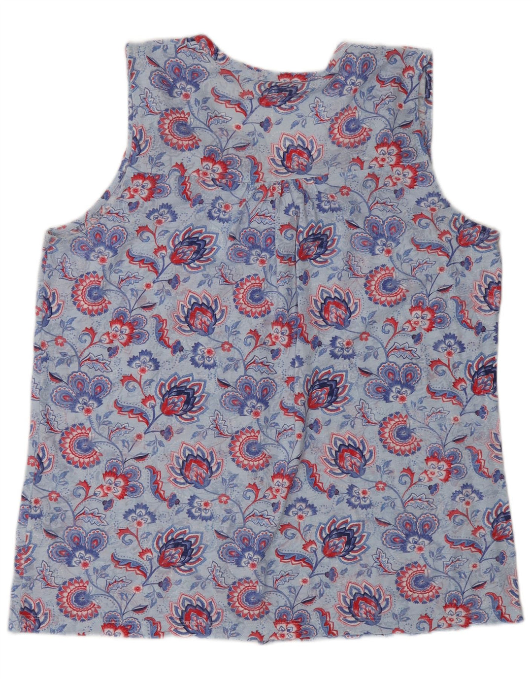 M&Co Womens Sleeveless Shirt Blouse UK 14 Large Blue Floral Polyester