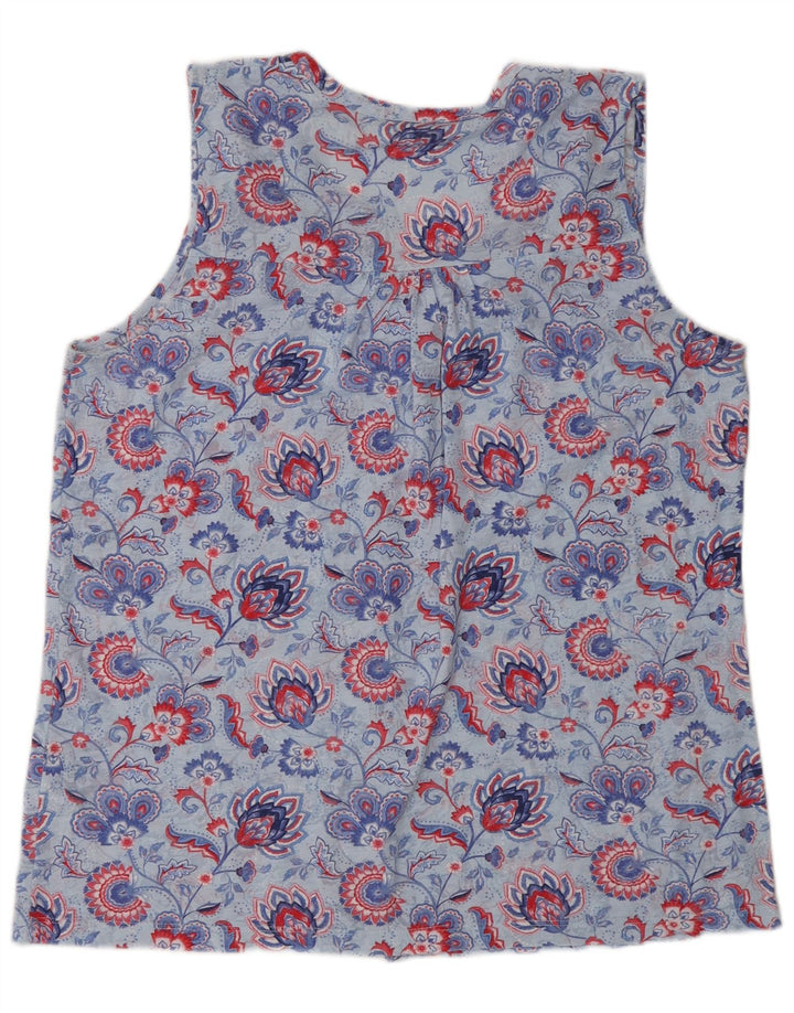 M&Co Womens Sleeveless Shirt Blouse UK 14 Large Blue Floral Polyester
