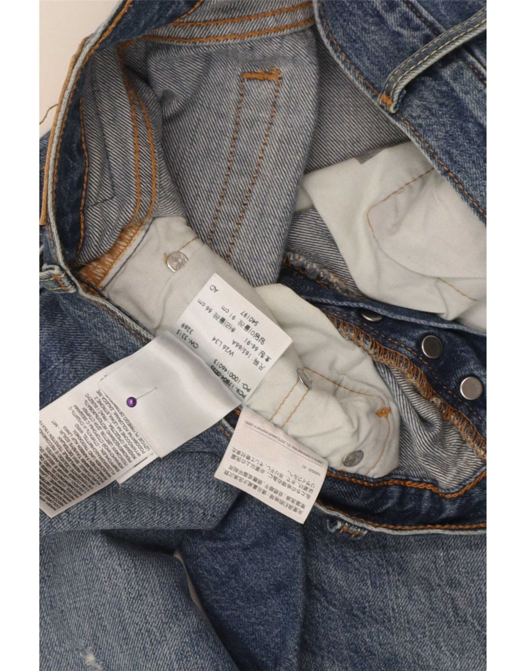 Levi's Womens 501 CT Distressed Straight Jeans W26 L30 Blue Cotton