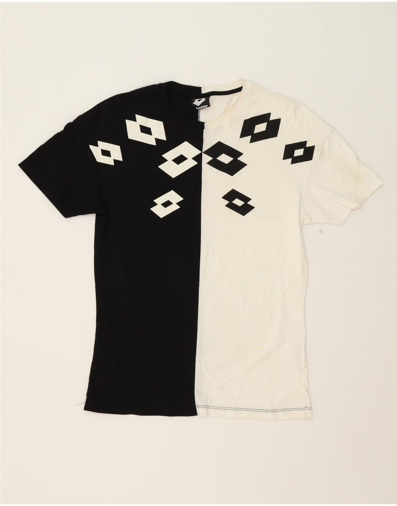 LOTTO Mens Graphic T-Shirt Top Large Black Colourblock Cotton Vintage Lotto and Second-Hand Lotto from Messina Hembry 