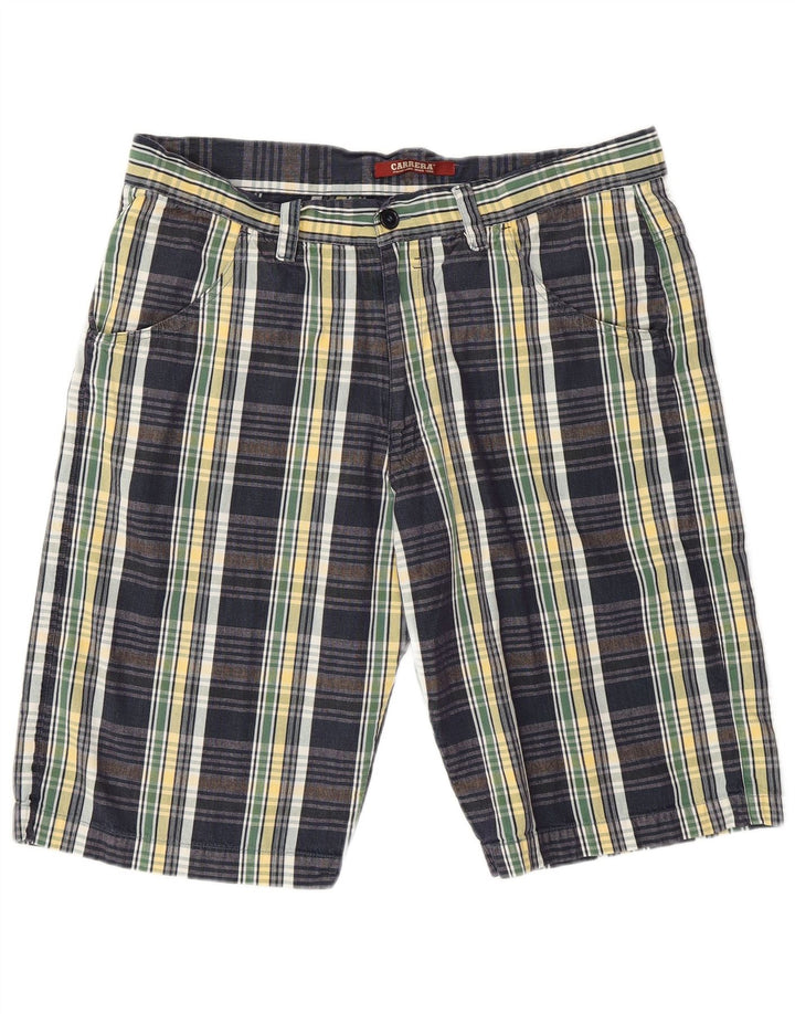 Carrera Mens Casual Shorts IT 52 XL W36  Navy Blue Check Cotton