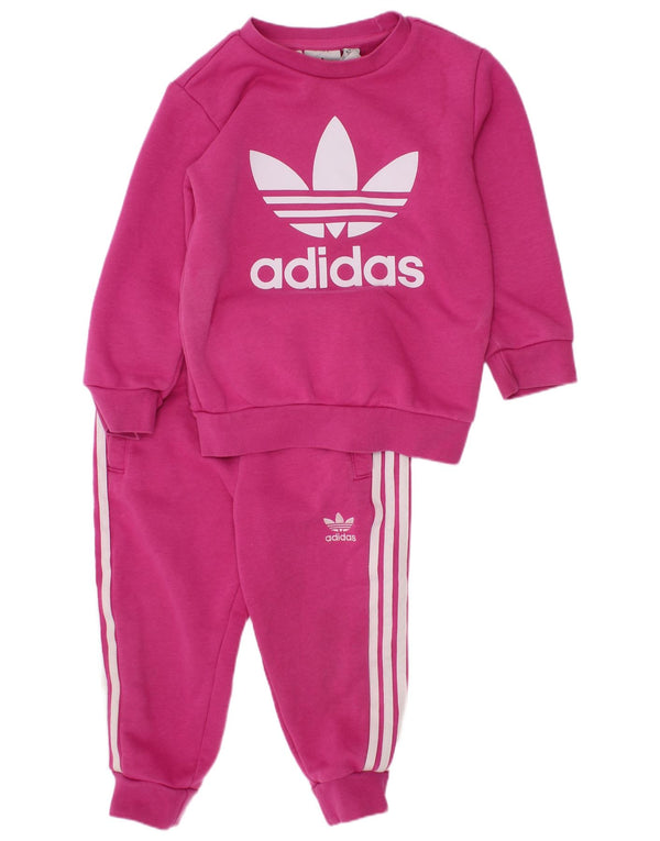 Adidas Baby Girls Graphic Full Tracksuit 18-24 Months  Pink Cotton
