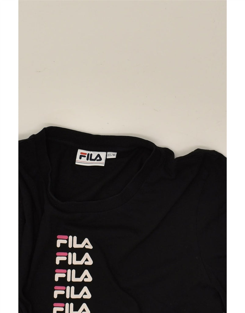 FILA Womens Crop Graphic T-Shirt Top US 16 XL Black Cotton | Vintage Fila | Thrift | Second-Hand Fila | Used Clothing | Messina Hembry 