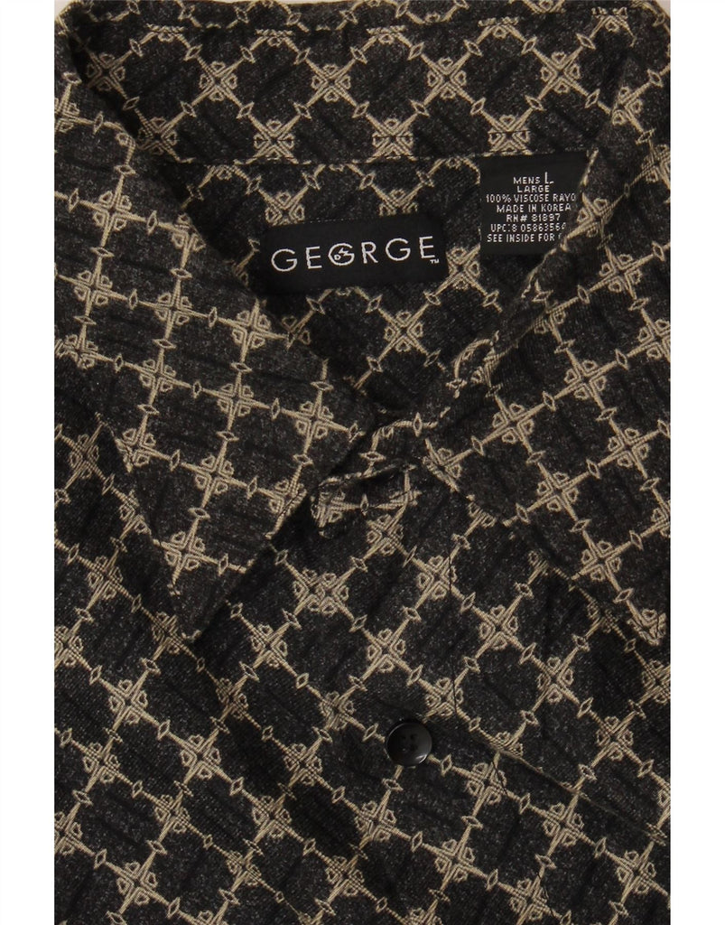 GEORGE Mens Short Sleeve Shirt Large Grey Check Viscose Vintage George and Second-Hand George from Messina Hembry 