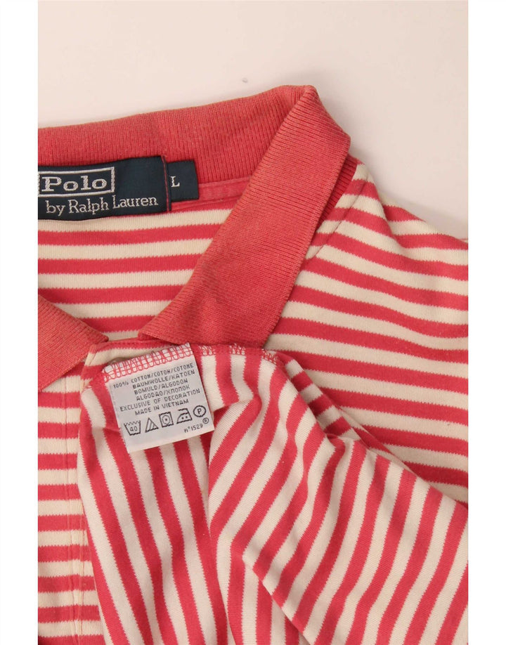 Polo Ralph Lauren Mens Shirt Large Red Striped Cotton