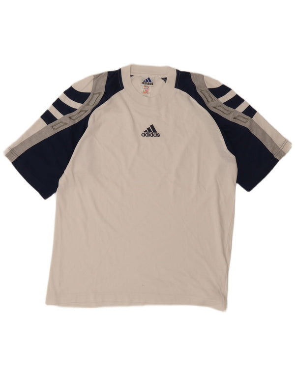 Adidas Mens T-Shirt Top UK 40/42 Medium White Colourblock Cotton