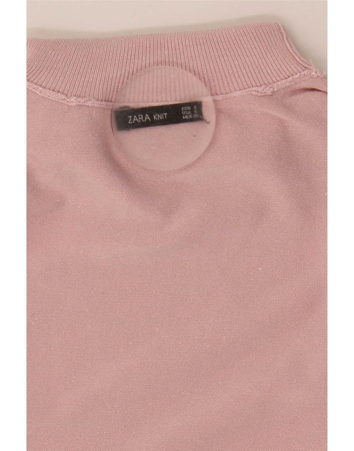 Zara Womens Roll Neck Jumper Sweater UK 10 Small Pink Viscose