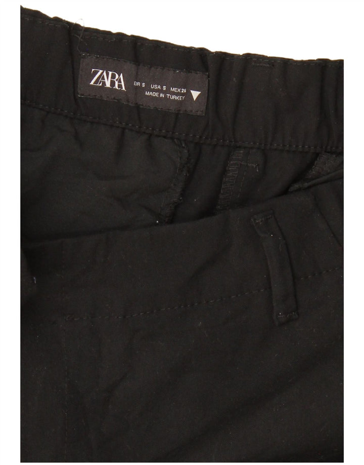 ZARA Womens Wide Leg Chino Trousers Small W26 L26 Black