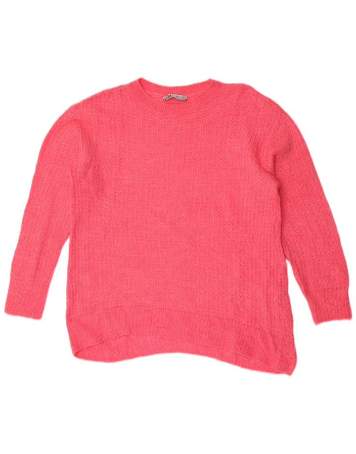 Zara Womens Oversized Boat Neck Jumper Sweater UK 10 Small Pink