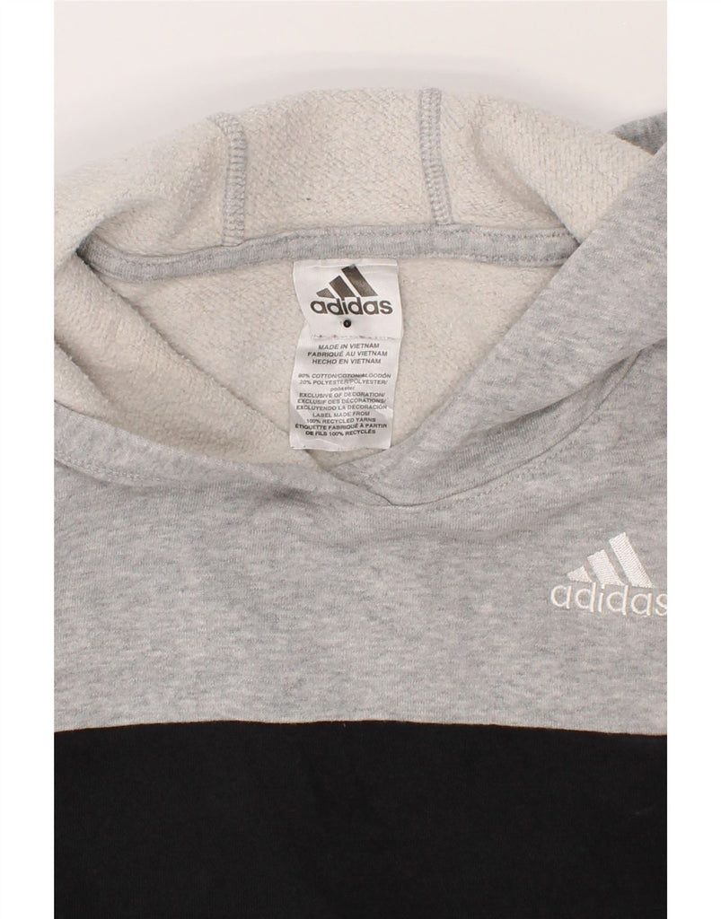 ADIDAS Boys Hoodie Jumper 7-8 Years Small Black Colourblock Cotton Vintage Adidas and Second-Hand Adidas from Messina Hembry 