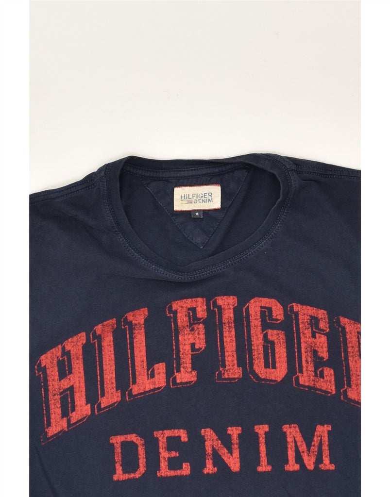 TOMMY HILFIGER Mens Graphic T-Shirt Top Medium Navy Blue Cotton | Vintage Tommy Hilfiger | Thrift | Second-Hand Tommy Hilfiger | Used Clothing | Messina Hembry 