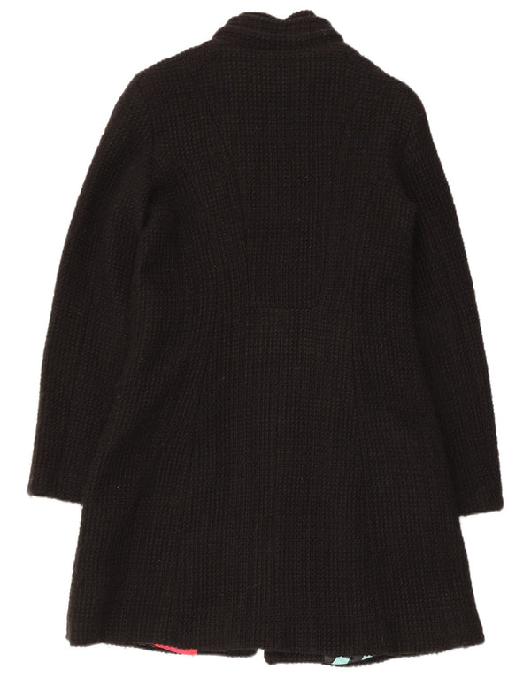 Desigual Womens Overcoat EU 42 Large Black Paisley Acrylic