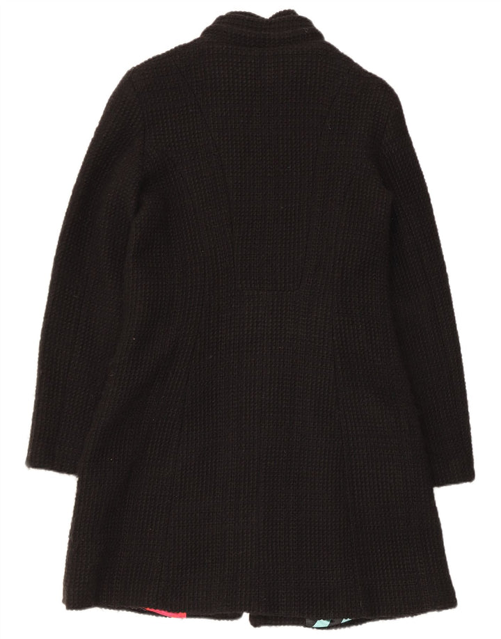 Desigual Womens Overcoat EU 42 Large Black Paisley Acrylic