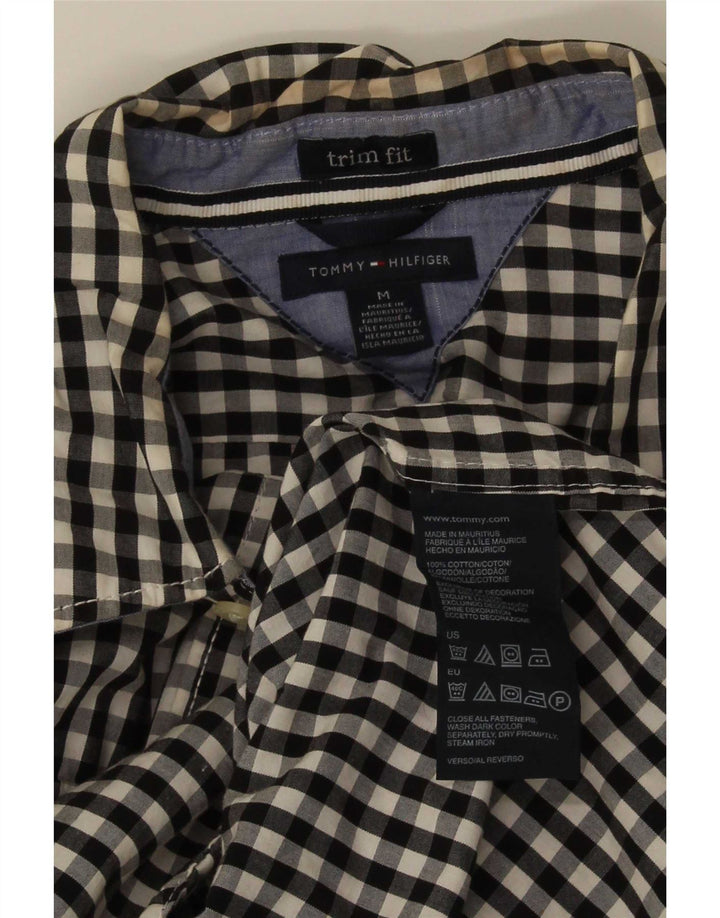 Tommy Hilfiger Mens trim fit Shirt Medium Black Gingham Cotton