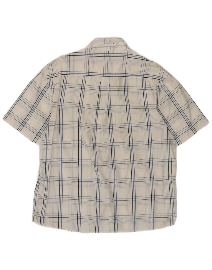 WRANGLER Mens Short Sleeve Shirt Large White Check Cotton