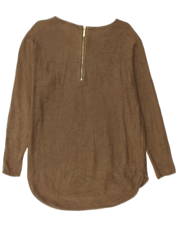 Michael Kors Womens Longline Boat Neck Jumper Sweater UK 14 Medium Khaki