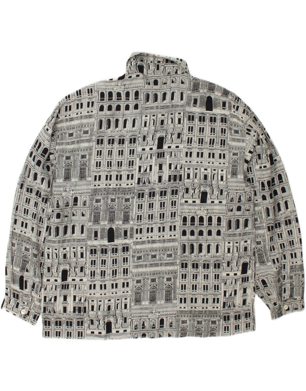 I BLUES Womens Graphic Shirt Blouse IT 46 Large Black Silk