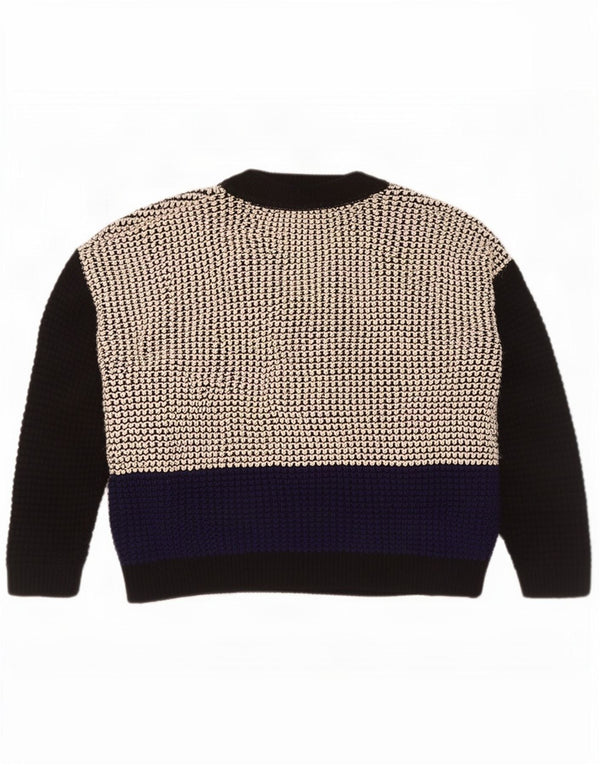 Topshop Womens Boat Neck Jumper Sweater UK 10 Small Black Colourblock
