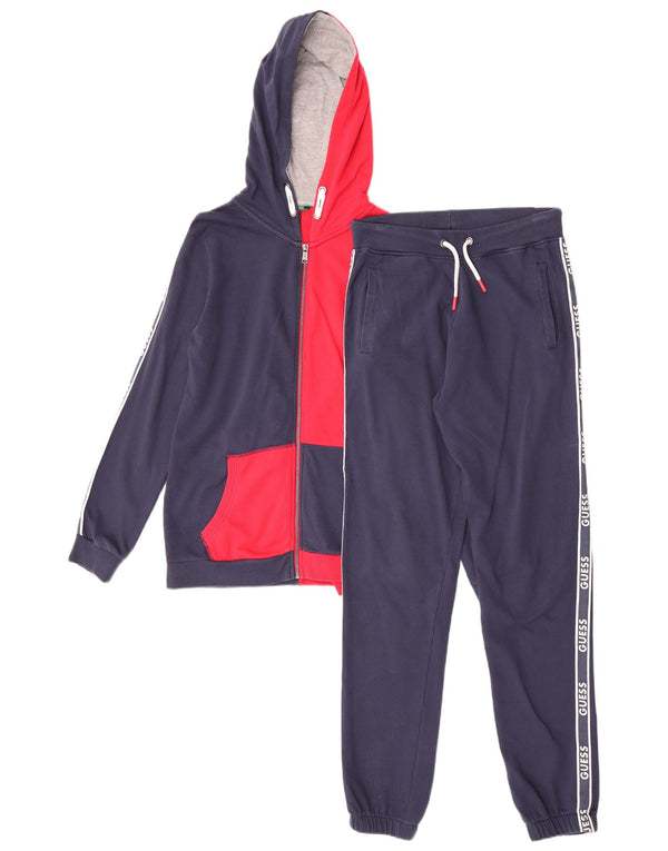 Guess Boys Graphic Full Tracksuit 15-16 Years Navy Blue Colourblock Cotton