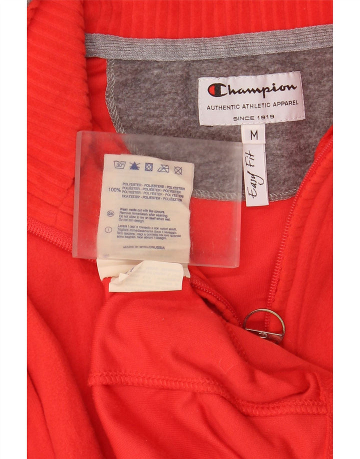 Champion Womens Easy Fit Zip Neck Fleece Jumper UK 14 Medium Red Polyester