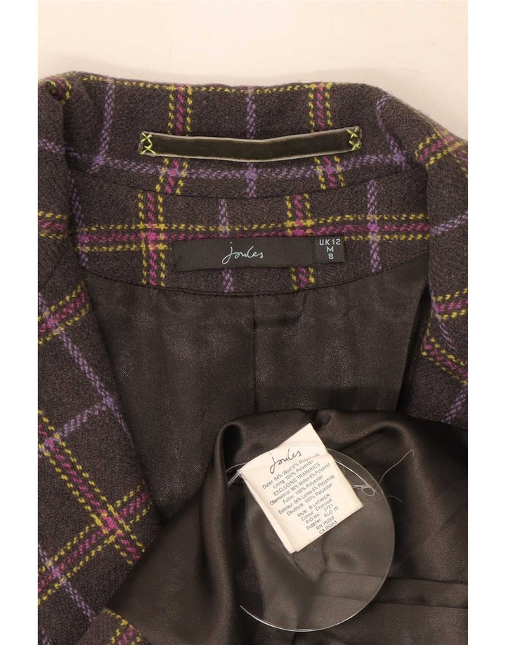 Joules Womens 2 Button Blazer Jacket UK 12 Medium Black Check Wool