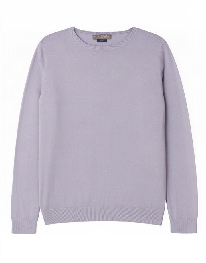 Marks & Spencer Womens Oversized Button Neck Jumper Sweater UK 8 Small Blue