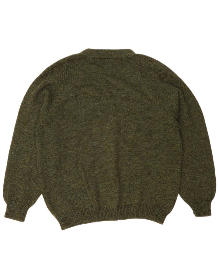 Gran Sasso Mens Cardigan Sweater XL Khaki Wool