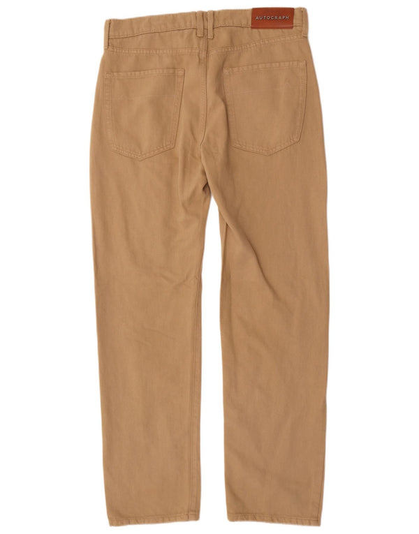 Marks & Spencer Mens Autograph Straight Casual Trousers W32 L31 Beige