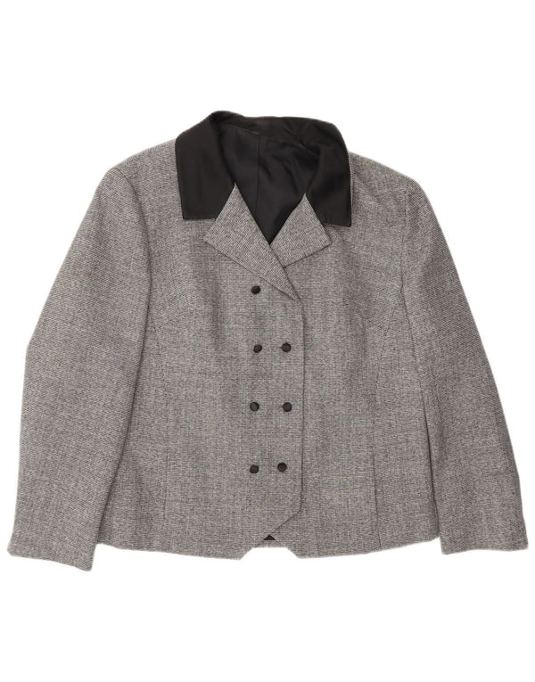 Erle ZF Womens Double Breasted Blazer Jacket UK 16 Large Grey Houndstooth