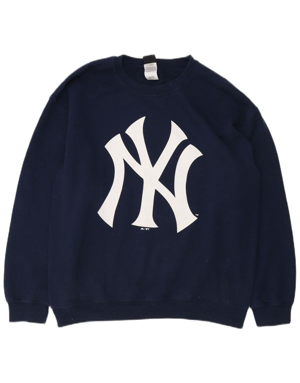 Majestic Mens New York Yankees Graphic Sweatshirt Jumper Large Navy Blue