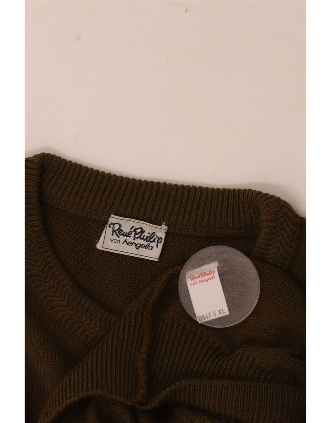 Vintage Mens Crew Neck Jumper Sweater XL Khaki Wool