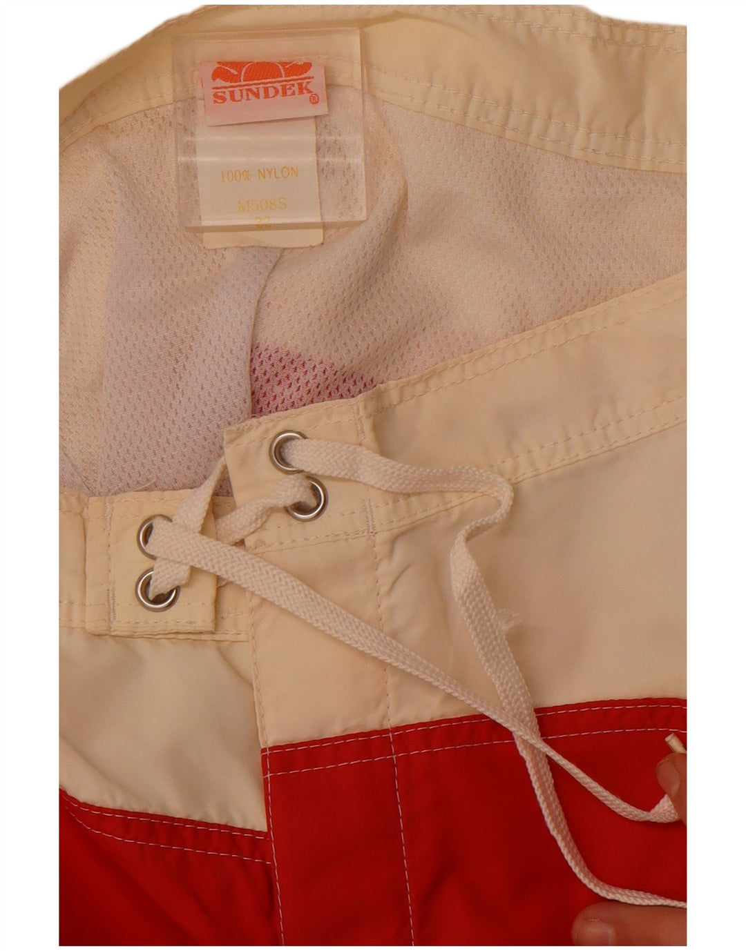 SUNDEK Mens Swimming Shorts Medium Red Colourblock Nylon