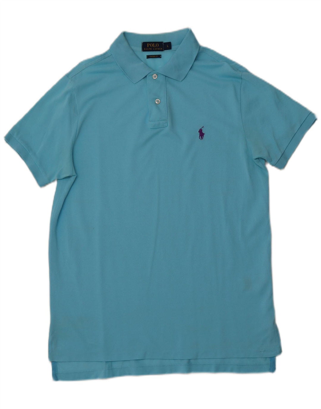 POLO RALPH LAUREN Mens Custom Fit Polo Shirt Large Blue Cotton