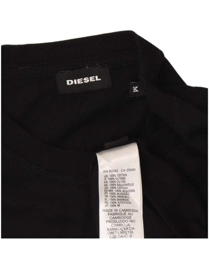 Diesel Mens Graphic T-Shirt Top Medium Black Cotton