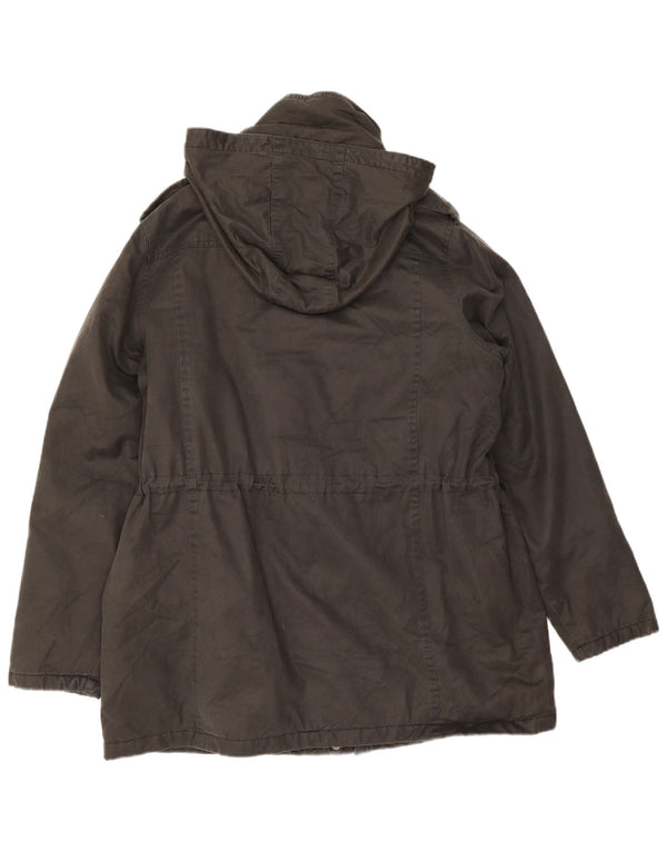 Fat Face Womens Military Hooded Parka Jacket UK 16 Large Khaki Cotton