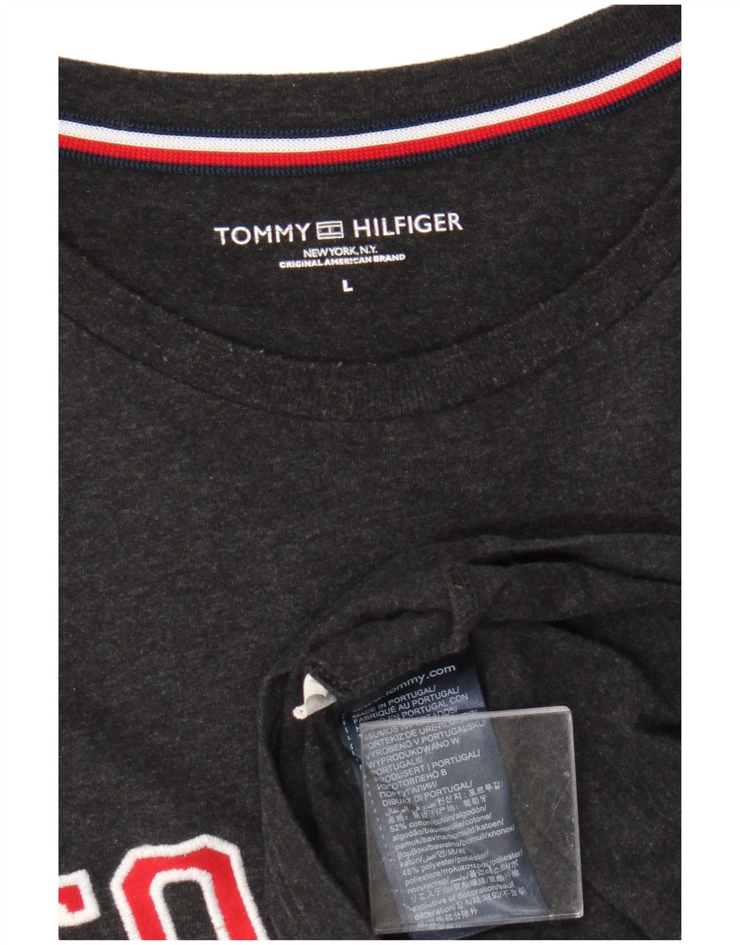Tommy Hilfiger Mens Graphic Top Long Sleeve Large Black Cotton