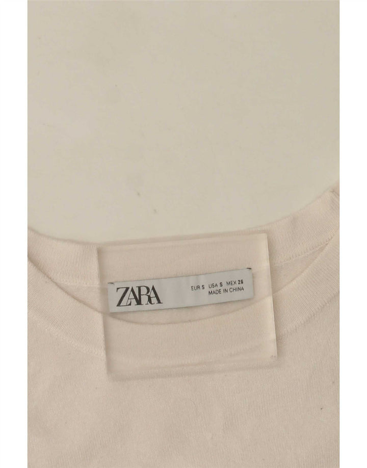 Zara Womens Short Sleeve Blouse Top UK 10 Small White
