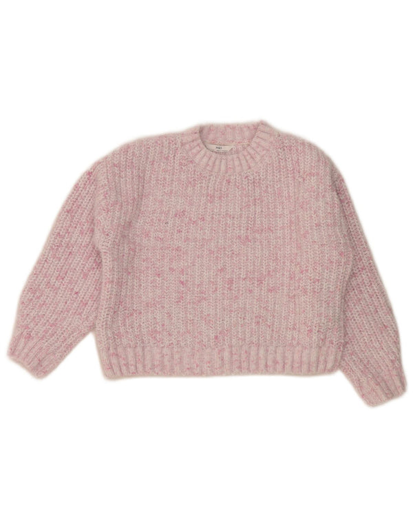 Marks & Spencer Girls Crew Neck Jumper Sweater 11-12 Years Pink Flecked