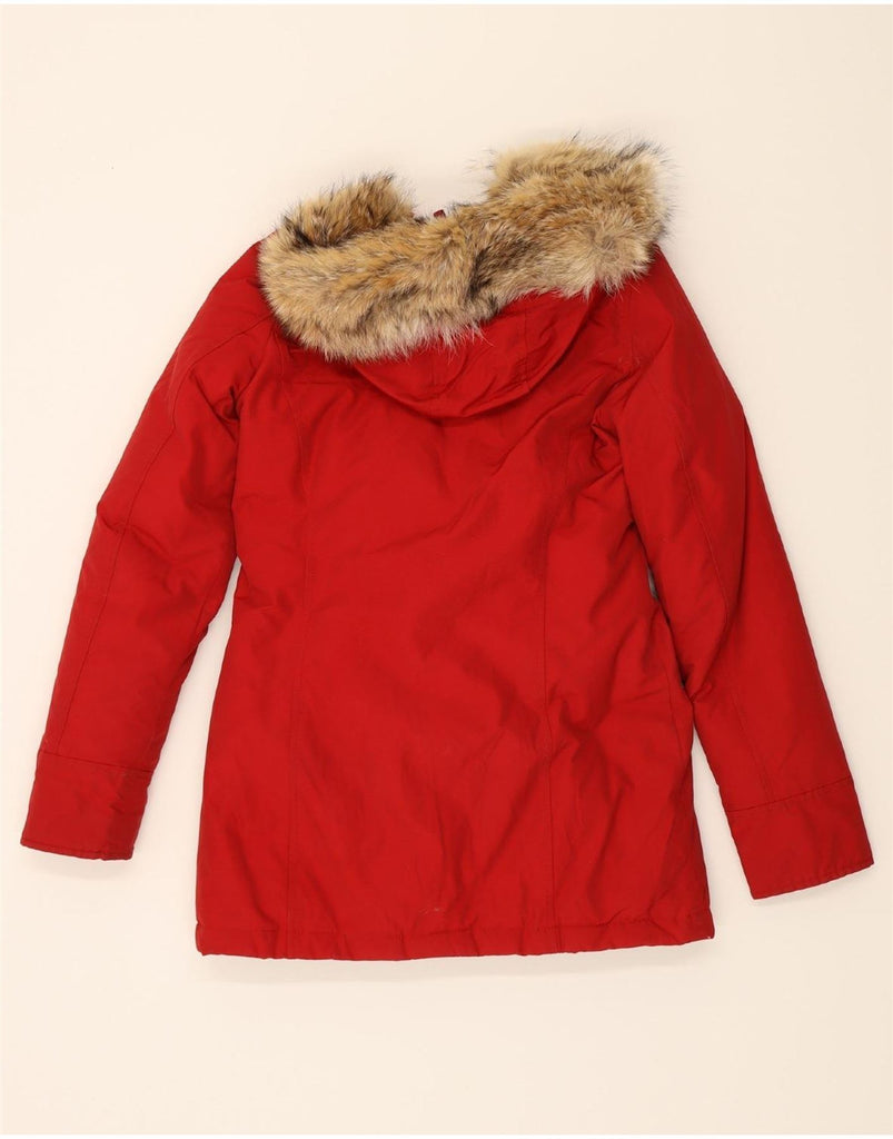 WOOLRICH Womens Oversized Hooded Windbreaker Jacket UK 6 XS Red Cotton Vintage Woolrich and Second-Hand Woolrich from Messina Hembry 