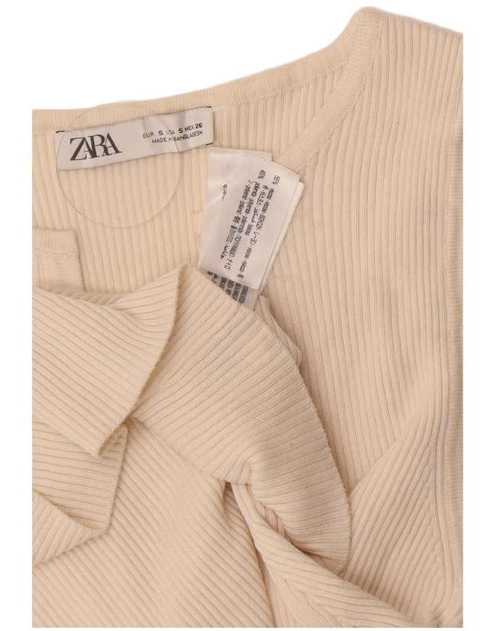Zara Womens Cardigan Top UK 8 Small Off White Viscose