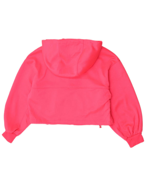 Zara Womens Crop Oversized Zip Hoodie Sweater UK 6 XS Pink Polyester