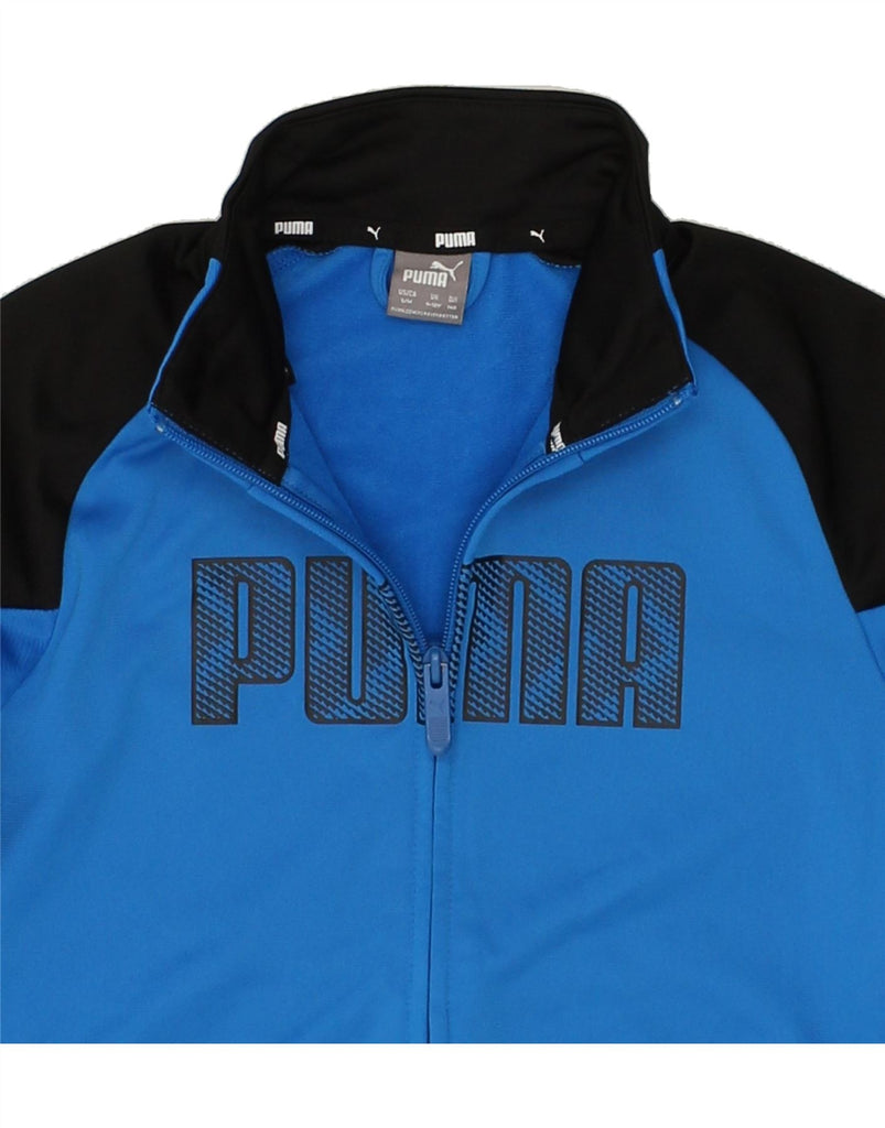 PUMA Boys Graphic Tracksuit Top Jacket 9-10 Years Blue Colourblock | Vintage Puma | Thrift | Second-Hand Puma | Used Clothing | Messina Hembry 