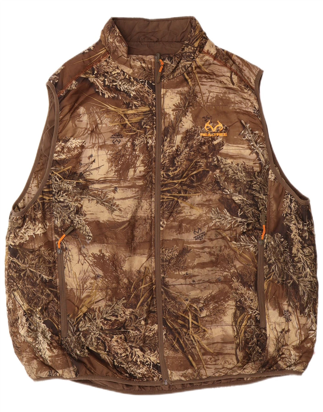 REALTREE Mens Reversible Gilet IT 54/56 3XL Brown Camouflage Polyester