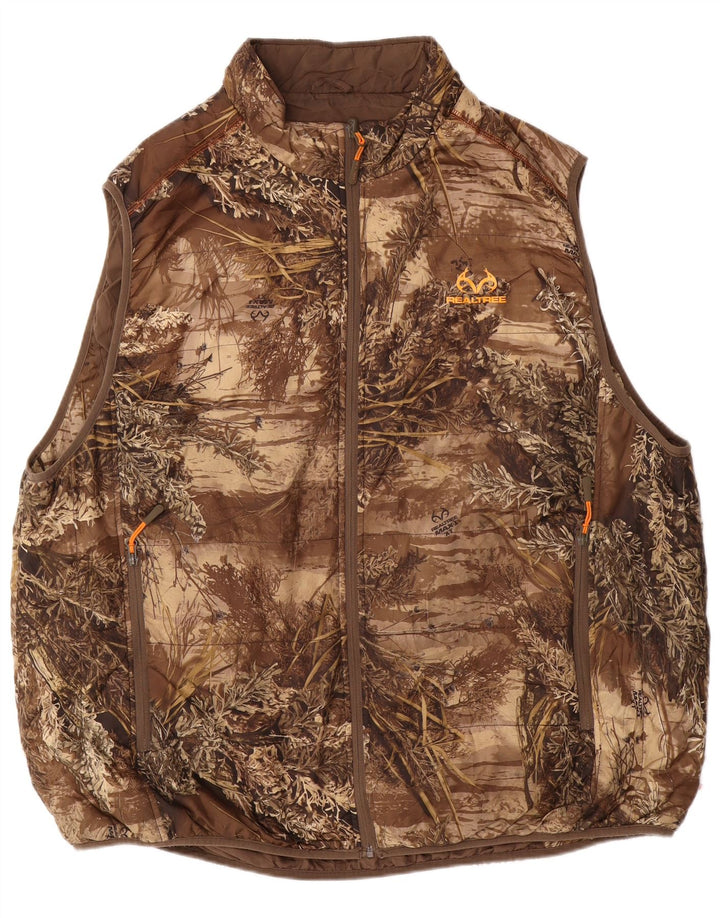 REALTREE Mens Reversible Gilet IT 54/56 3XL Brown Camouflage Polyester